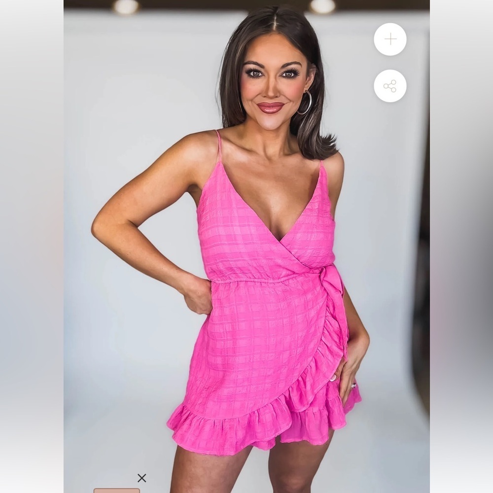 Pink Ruffled Side Tie Romper - Picture 15 of 15